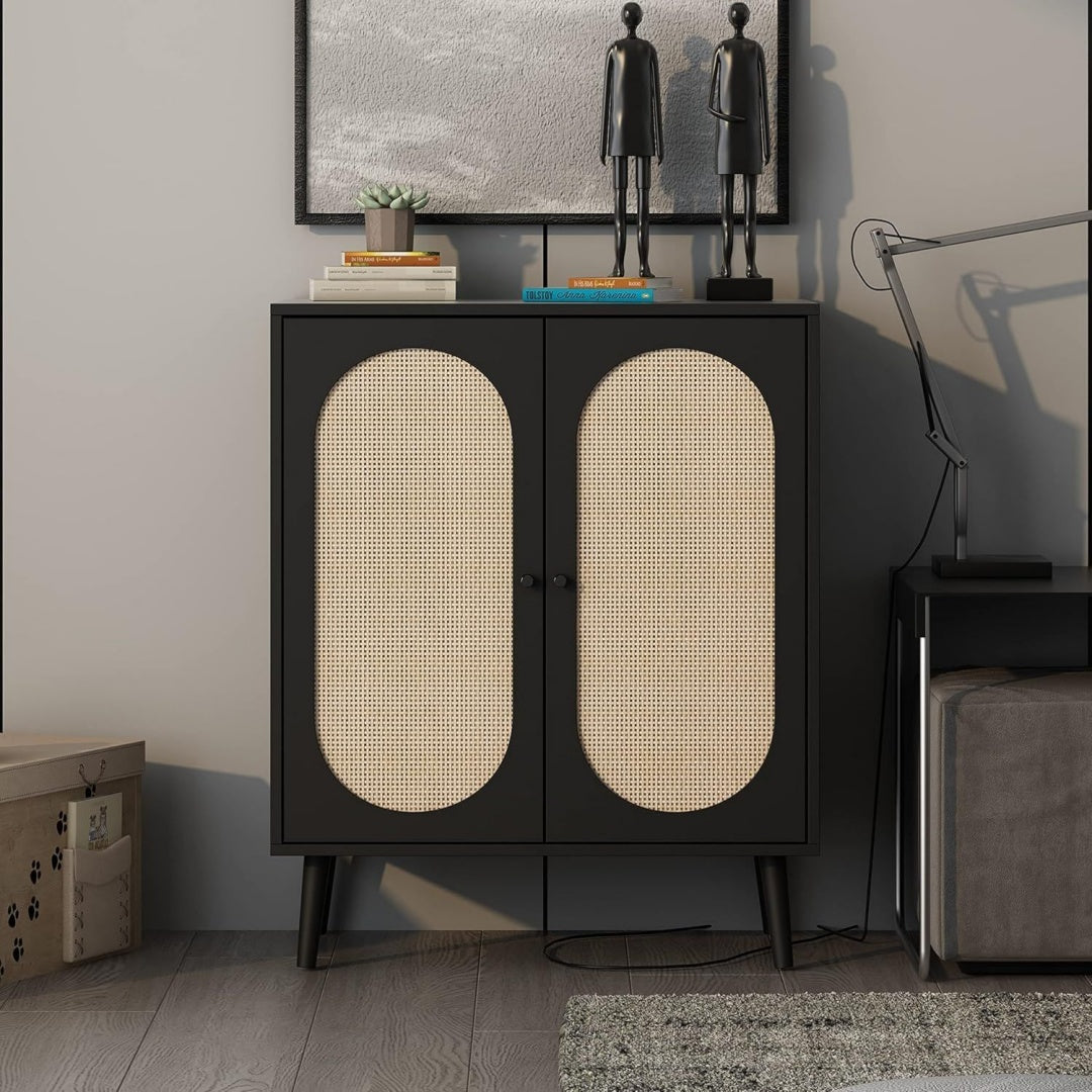 Gris fonce buffet effet cannage