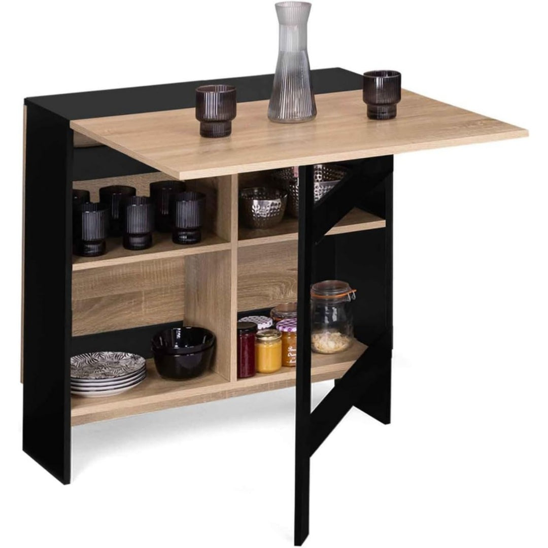 Console entree marron dote de 4 etageres
