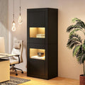 Armoire vitree marron 61 cm a 2 portes bois ingenierie