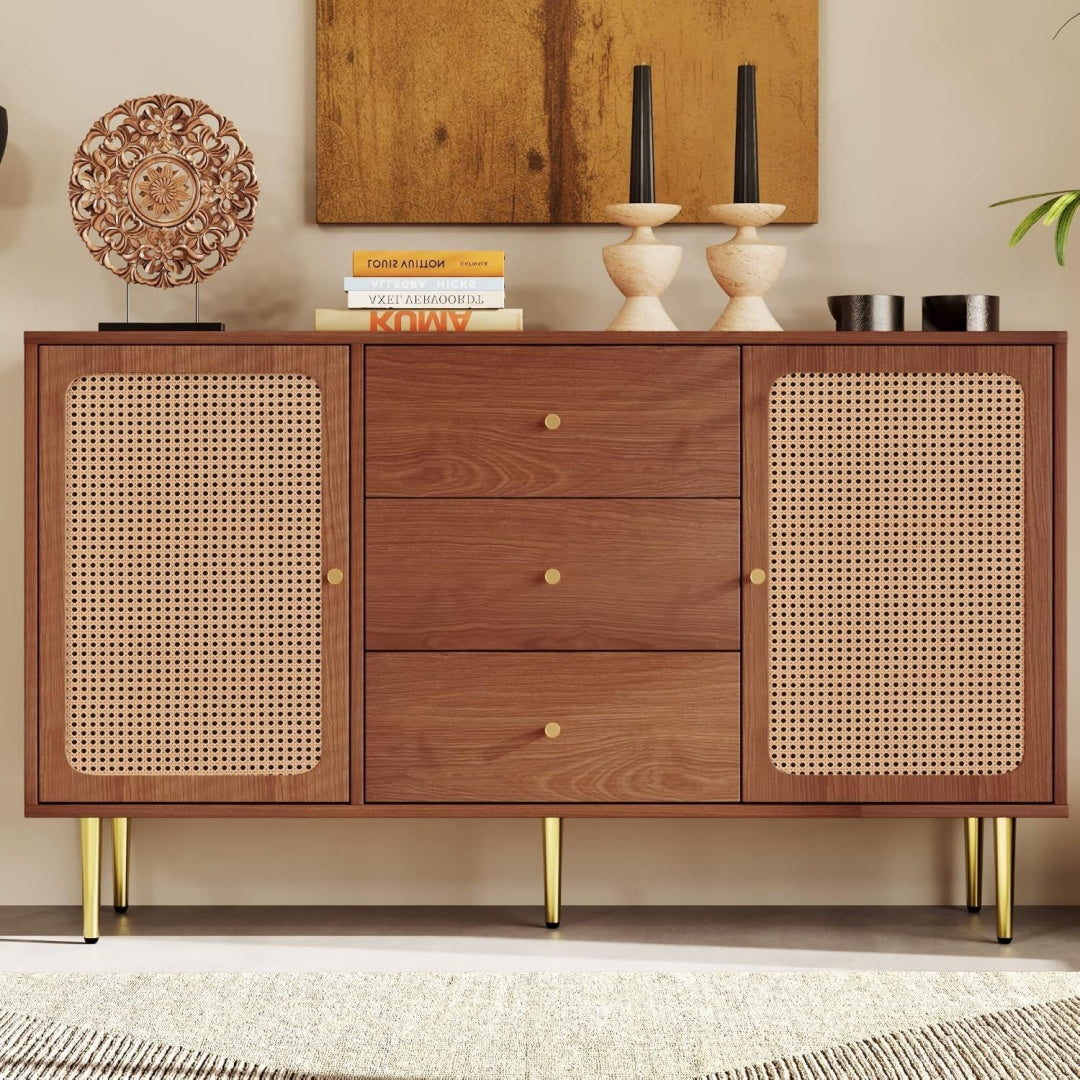 Esprit rustique chiffonnier marron en rotin