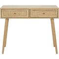 Console etroite marron style industriel bois ingenierie 2 tiroirs