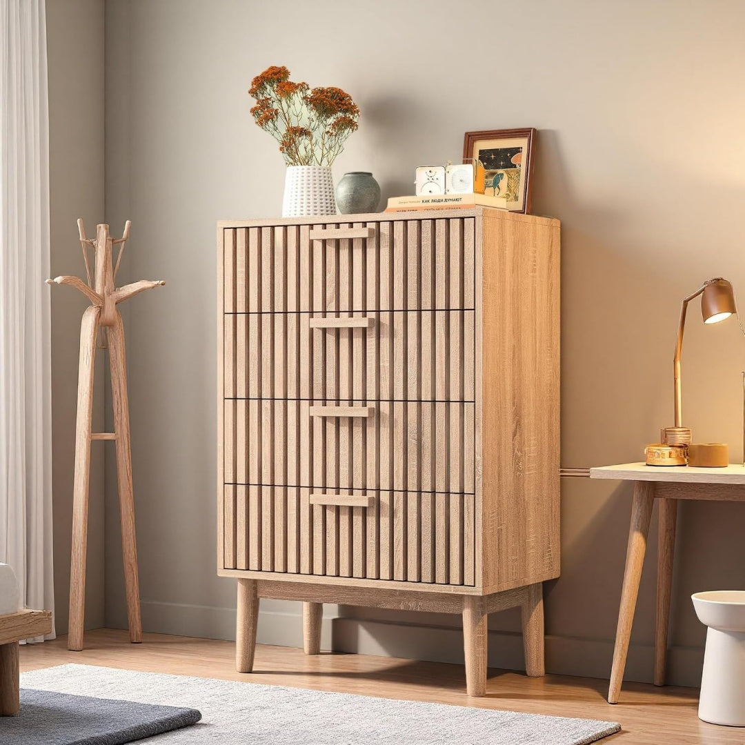 Chiffonnier beige 4 tiroirs moderne