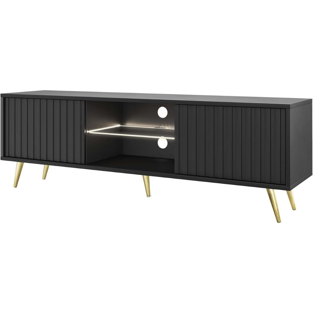 Grand meuble TV en MDF et acier