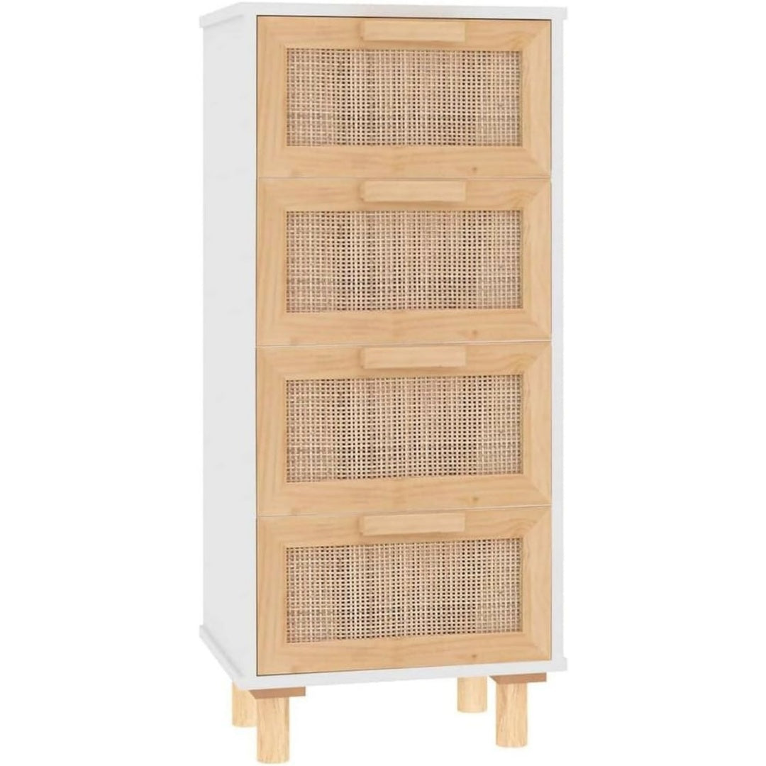 Credence beige en rotin, esprit naturel 40 x 30 x 90 cm