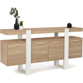 Buffet style industriel marron charge renforcee a 4 portes 3 tiroirs