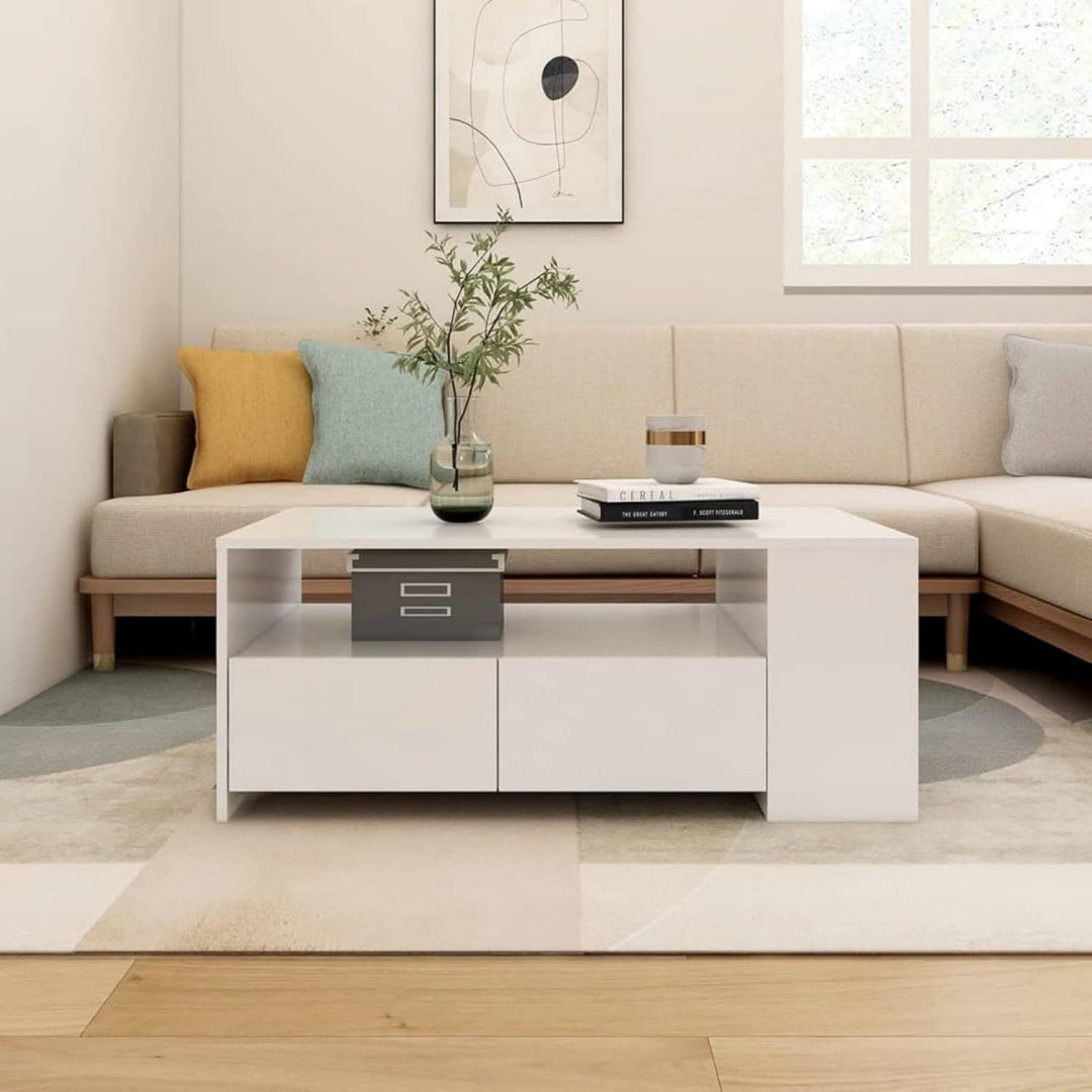 Table basse gris clair sobre 102 x 55 x 42 cm
