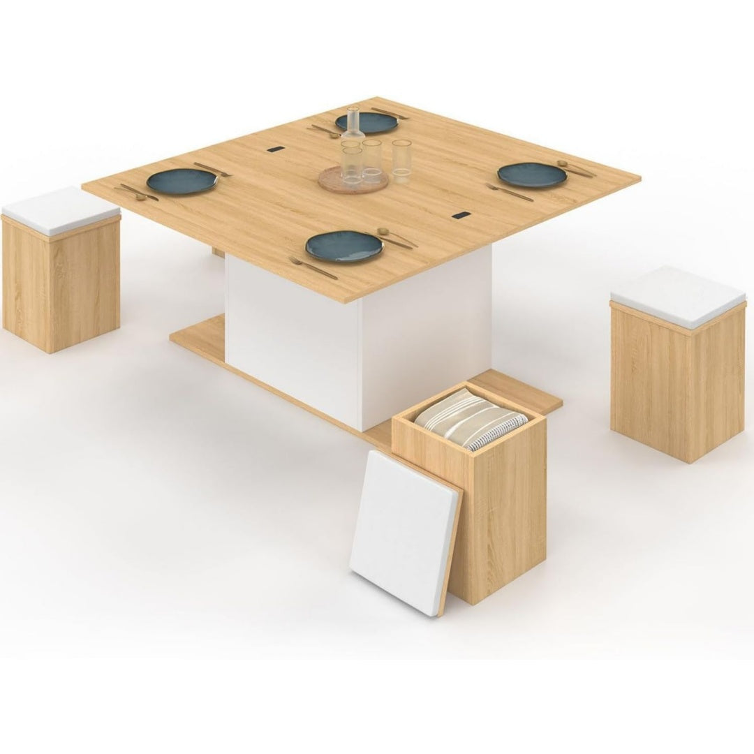 100 x 110 x 51 table basse gris clair plateau relevable