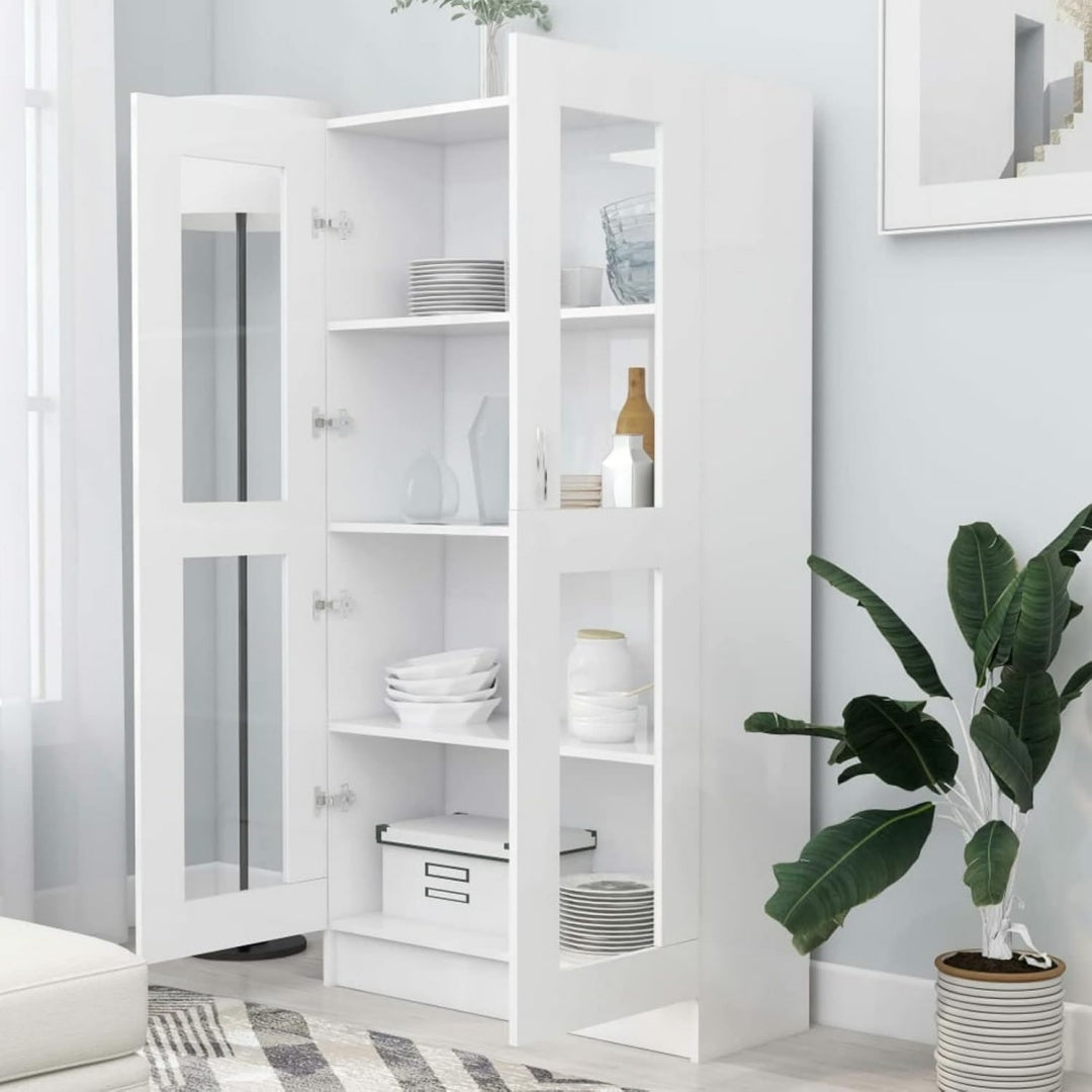 Credence gris clair 4 etageres reglables, verre et design moderne