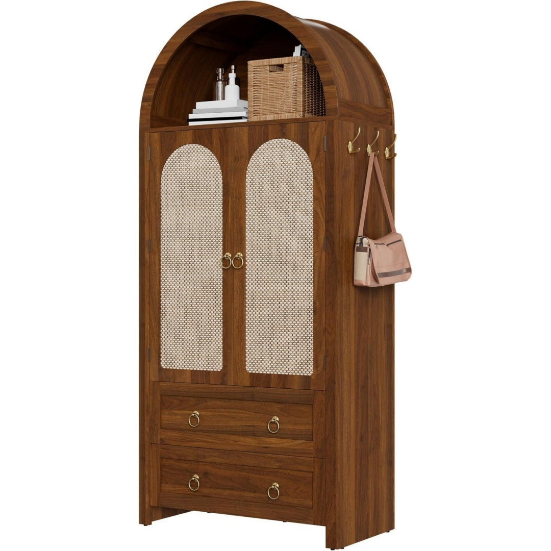 Chiffonnier marron, 40 x 80 x 180 cm 2 tiroirs