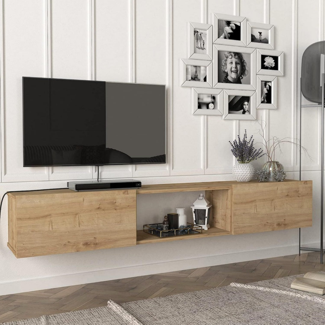 Robuste meuble TV gris clair 180 x 31 x 29.5 cm