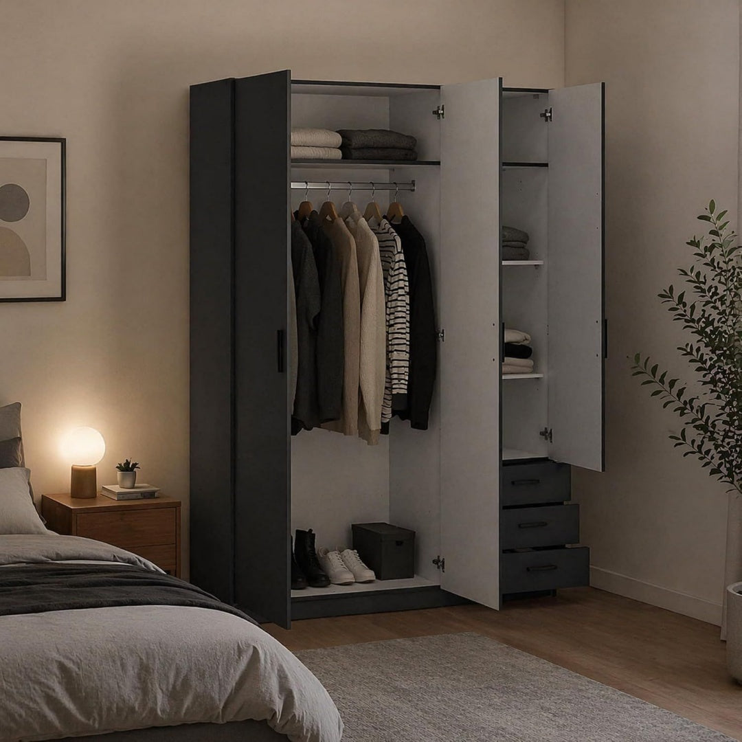 Armoire de rangement marron 3 portes moderne