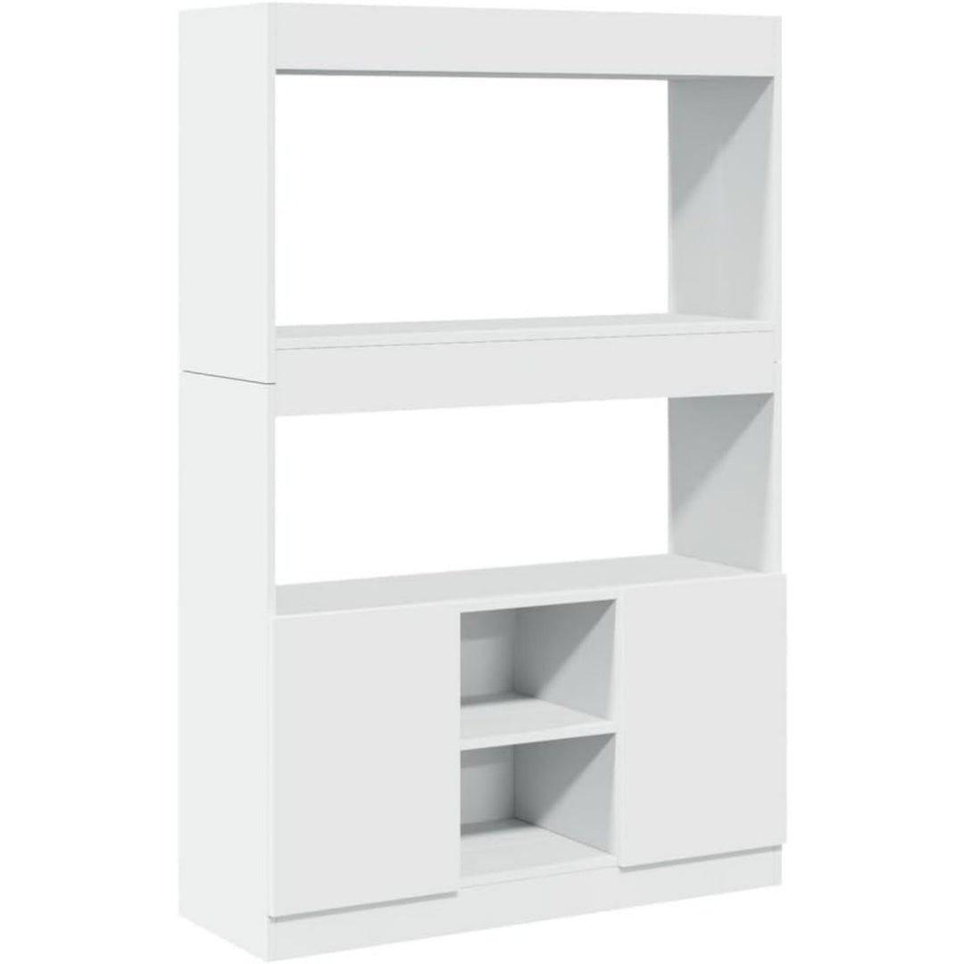 Robuste, bahut gris clair en bois style vintage avec rangement integre
