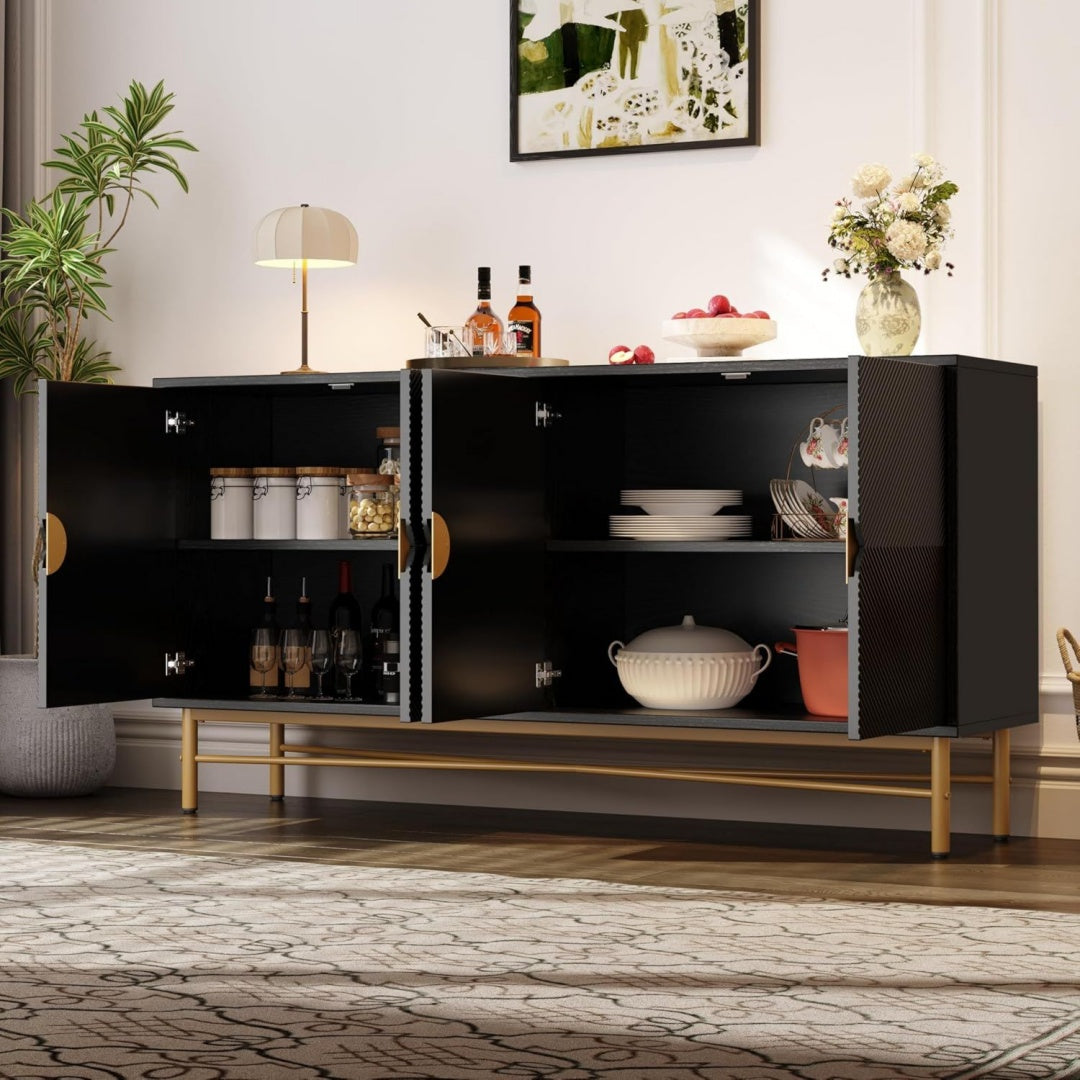 En bois massif, meuble de rangement rose style moderne 4 portes