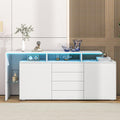 Buffet gris clair eclairage LED 160 cm, a 2 portes 4 tiroirs