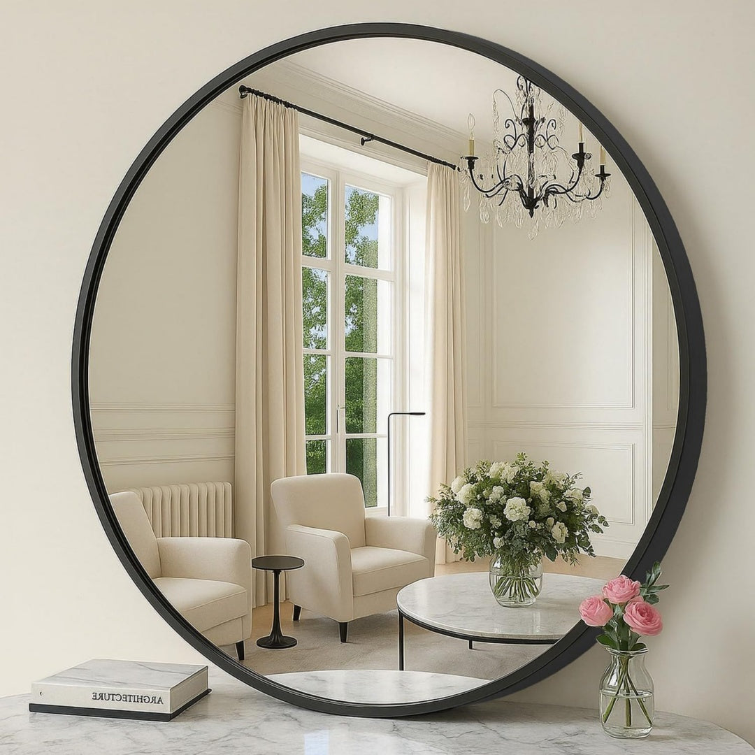 Miroir mural gris clair pour un rangement optimal