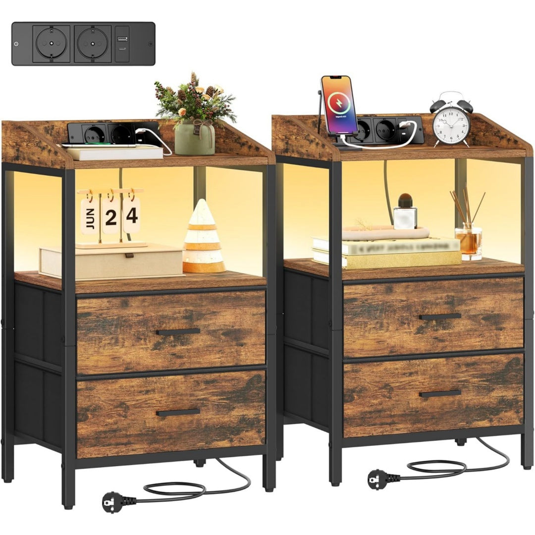 Table de chevet astucieuse marron vintage
