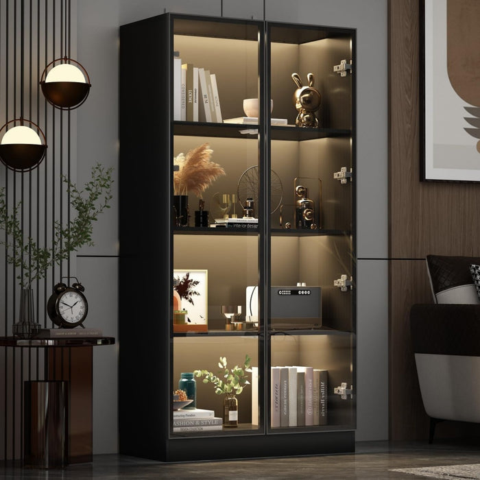 Tout ranger sans effort, armoire vitree gris fonce en verre