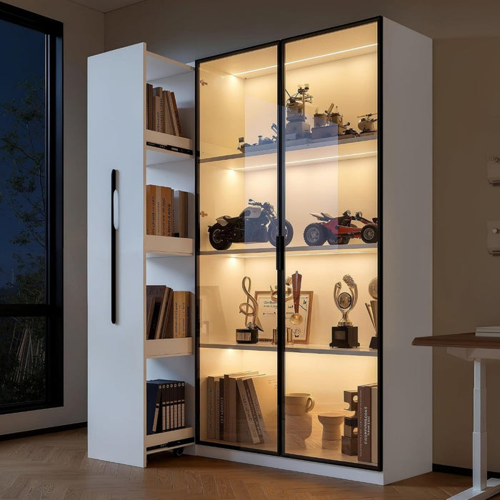Armoire astucieuse avec eclairage LED marron