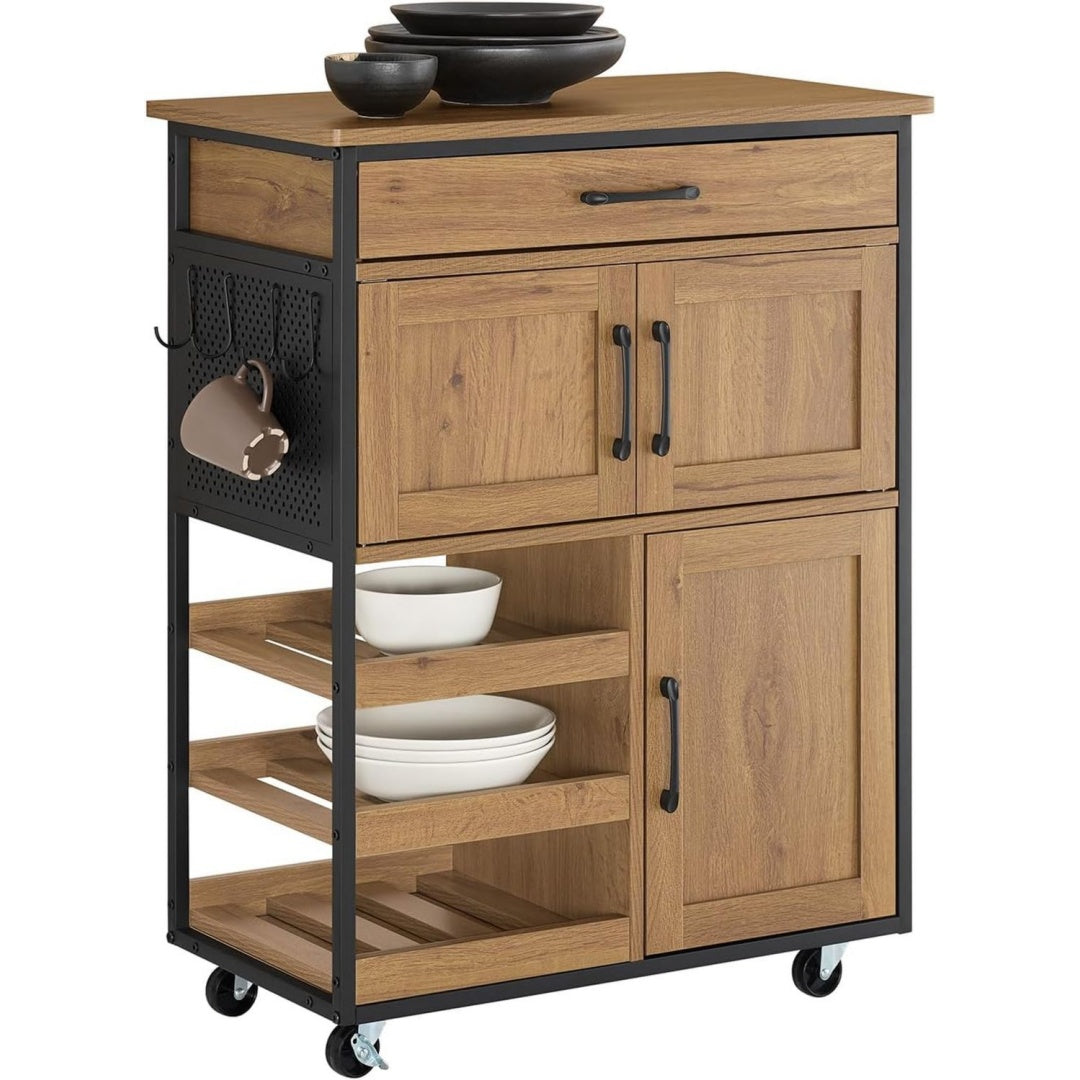 Buffet design industriel, teinte marron finition MDF