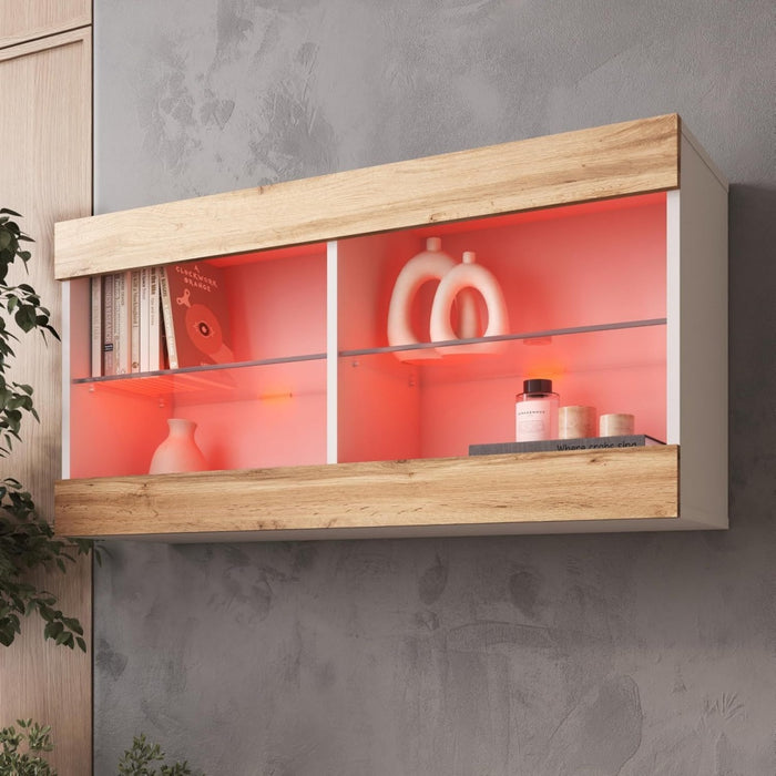 Vitrine en verre, gris, contemporain (29 x 100 x 50 cm)