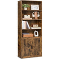 Bibliotheque marron 6 etageres de rangement, MDF finition rustique
