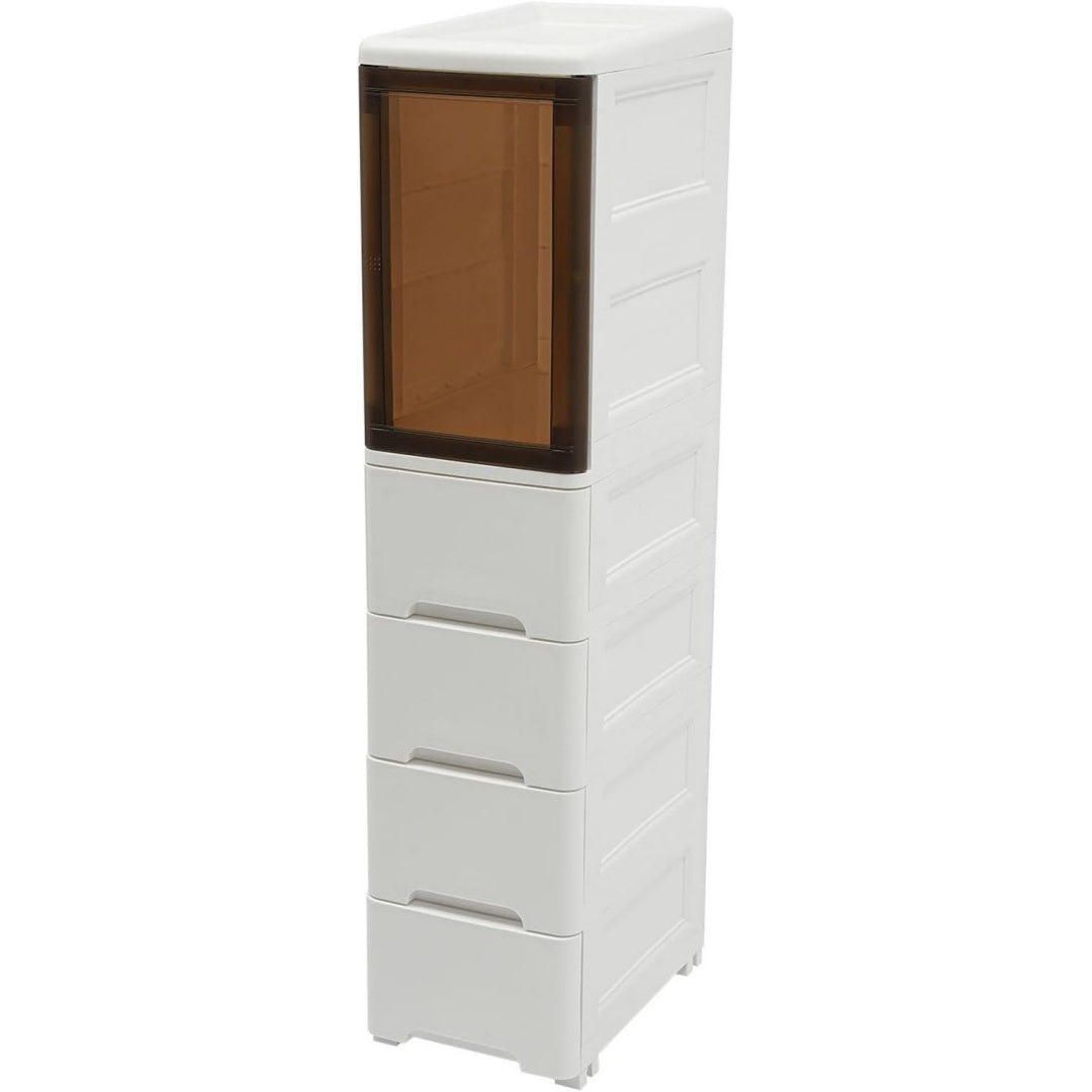 Colonne de rangement compacte 107 cm de haut gris clair